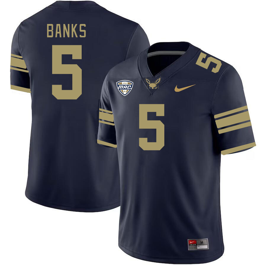 Men-Youth #5 TJ Banks Akron Zips 2023 College Football Jerseys Stitched-Blue